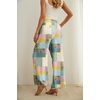 image:imageIWOLLENCE Women High Waist Palazzo Pants Adjustable Knot Ankle Wide Leg Trousers Pockets Beach Vacation Lounge Office52 Colorful Patchwork