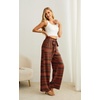 image:imageIWOLLENCE Women High Waist Palazzo Pants Adjustable Knot Ankle Wide Leg Trousers Pockets Beach Vacation Lounge Office54 Red Boho Stripe