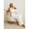 image:imageIWOLLENCE Women High Waist Palazzo Pants Adjustable Knot Ankle Wide Leg Trousers Pockets Beach Vacation Lounge Office55 Pearl White