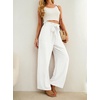 image:imageIWOLLENCE Women High Waist Palazzo Pants Adjustable Knot Ankle Wide Leg Trousers Pockets Beach Vacation Lounge Office55 Pearl White