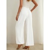 image:imageIWOLLENCE Women High Waist Palazzo Pants Adjustable Knot Ankle Wide Leg Trousers Pockets Beach Vacation Lounge Office55 Pearl White