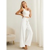 image:imageIWOLLENCE Women High Waist Palazzo Pants Adjustable Knot Ankle Wide Leg Trousers Pockets Beach Vacation Lounge Office55 Pearl White