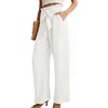 image:imageIWOLLENCE Women High Waist Palazzo Pants Adjustable Knot Ankle Wide Leg Trousers Pockets Beach Vacation Lounge Office55 Pearl White