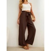image:imageIWOLLENCE Women High Waist Palazzo Pants Adjustable Knot Ankle Wide Leg Trousers Pockets Beach Vacation Lounge Office57 Chocolate