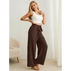 image:imageIWOLLENCE Women High Waist Palazzo Pants Adjustable Knot Ankle Wide Leg Trousers Pockets Beach Vacation Lounge Office57 Chocolate