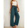 image:imageIWOLLENCE Women High Waist Palazzo Pants Adjustable Knot Ankle Wide Leg Trousers Pockets Beach Vacation Lounge Office58 Gray Blue
