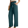 image:imageIWOLLENCE Women High Waist Palazzo Pants Adjustable Knot Ankle Wide Leg Trousers Pockets Beach Vacation Lounge Office58 Gray Blue