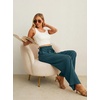 image:imageIWOLLENCE Women High Waist Palazzo Pants Adjustable Knot Ankle Wide Leg Trousers Pockets Beach Vacation Lounge Office58 Gray Blue
