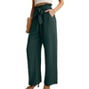 image:imageIWOLLENCE Women High Waist Palazzo Pants Adjustable Knot Ankle Wide Leg Trousers Pockets Beach Vacation Lounge Office59 Peacock Green