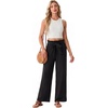 image:imageIWOLLENCE Womens Linen Wide Leg Pants High Waist Palazzo Trousers with Pockets Lyocell Rayon Linen Blend Casual PantsBlack