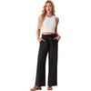 image:imageIWOLLENCE Womens Linen Wide Leg Pants High Waist Palazzo Trousers with Pockets Lyocell Rayon Linen Blend Casual PantsBlack