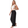 image:imageIWOLLENCE Womens Linen Wide Leg Pants High Waist Palazzo Trousers with Pockets Lyocell Rayon Linen Blend Casual PantsBlack