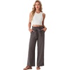 image:imageIWOLLENCE Womens Linen Wide Leg Pants High Waist Palazzo Trousers with Pockets Lyocell Rayon Linen Blend Casual PantsDark Gray