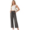 image:imageIWOLLENCE Womens Linen Wide Leg Pants High Waist Palazzo Trousers with Pockets Lyocell Rayon Linen Blend Casual PantsDark Gray