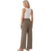 image:imageIWOLLENCE Womens Linen Wide Leg Pants High Waist Palazzo Trousers with Pockets Lyocell Rayon Linen Blend Casual PantsDark Khaki