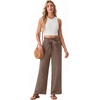 image:imageIWOLLENCE Womens Linen Wide Leg Pants High Waist Palazzo Trousers with Pockets Lyocell Rayon Linen Blend Casual PantsDark Khaki