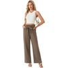 image:imageIWOLLENCE Womens Linen Wide Leg Pants High Waist Palazzo Trousers with Pockets Lyocell Rayon Linen Blend Casual PantsDark Khaki