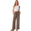 image:imageIWOLLENCE Womens Linen Wide Leg Pants High Waist Palazzo Trousers with Pockets Lyocell Rayon Linen Blend Casual PantsDark Khaki