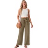 image:imageIWOLLENCE Womens Linen Wide Leg Pants High Waist Palazzo Trousers with Pockets Lyocell Rayon Linen Blend Casual PantsGray Green
