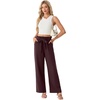 image:imageIWOLLENCE Womens Linen Wide Leg Pants High Waist Palazzo Trousers with Pockets Lyocell Rayon Linen Blend Casual PantsWine Red