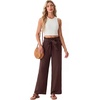 image:imageIWOLLENCE Womens Linen Wide Leg Pants High Waist Palazzo Trousers with Pockets Lyocell Rayon Linen Blend Casual PantsWine Red