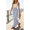 image:imageIWOLLENCE Womens Wide Leg Striped Pants High Waist Straight Lounge Gingham Work Pant Casual Loose Trousers with PocketsSt1blue White