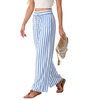 image:imageIWOLLENCE Womens Wide Leg Striped Pants High Waist Straight Lounge Gingham Work Pant Casual Loose Trousers with PocketsSt1blue White