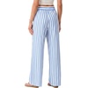 image:imageIWOLLENCE Womens Wide Leg Striped Pants High Waist Straight Lounge Gingham Work Pant Casual Loose Trousers with PocketsSt1blue White