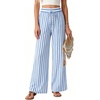image:imageIWOLLENCE Womens Wide Leg Striped Pants High Waist Straight Lounge Gingham Work Pant Casual Loose Trousers with PocketsSt1blue White