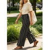 image:imageIWOLLENCE Womens Wide Leg Striped Pants High Waist Straight Lounge Gingham Work Pant Casual Loose Trousers with PocketsSt2black White