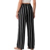 image:imageIWOLLENCE Womens Wide Leg Striped Pants High Waist Straight Lounge Gingham Work Pant Casual Loose Trousers with PocketsSt2black White