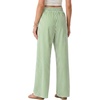 image:imageIWOLLENCE Womens Wide Leg Striped Pants High Waist Straight Lounge Gingham Work Pant Casual Loose Trousers with PocketsStgreen White