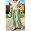image:imageIWOLLENCE Womens Wide Leg Striped Pants High Waist Straight Lounge Gingham Work Pant Casual Loose Trousers with PocketsStgreen White