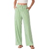 image:imageIWOLLENCE Womens Wide Leg Striped Pants High Waist Straight Lounge Gingham Work Pant Casual Loose Trousers with PocketsStgreen White