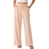 image:imageIWOLLENCE Womens Wide Leg Striped Pants High Waist Straight Lounge Gingham Work Pant Casual Loose Trousers with PocketsStorange White
