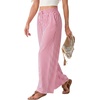 image:imageIWOLLENCE Womens Wide Leg Striped Pants High Waist Straight Lounge Gingham Work Pant Casual Loose Trousers with PocketsStpink White