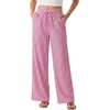 image:imageIWOLLENCE Womens Wide Leg Striped Pants High Waist Straight Lounge Gingham Work Pant Casual Loose Trousers with PocketsStpink White