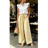 image:imageIWOLLENCE Womens Wide Leg Striped Pants High Waist Straight Lounge Gingham Work Pant Casual Loose Trousers with PocketsStyellow White