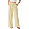 image:imageIWOLLENCE Womens Wide Leg Striped Pants High Waist Straight Lounge Gingham Work Pant Casual Loose Trousers with PocketsStyellow White