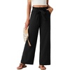 image:imageIWOLLENCE Womens Linen Wide Leg Pants High Waist Palazzo Trousers with Pockets Lyocell Rayon Linen Blend Casual PantsBlack