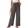 image:imageIWOLLENCE Womens Linen Wide Leg Pants High Waist Palazzo Trousers with Pockets Lyocell Rayon Linen Blend Casual PantsDark Gray