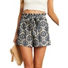image:imageIWOLLENCE Womens Shorts with Pockets Summer Casual Shorts for Women Waist Casual Lightweight Adjustable Tie Knot Loose46khaki Blue Baroque