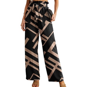 image:imageIWOLLENCE Women High Waist Palazzo Pants Adjustable Knot Ankle Wide Leg Trousers Pockets Beach Vacation Lounge Office27 Black Rectangle