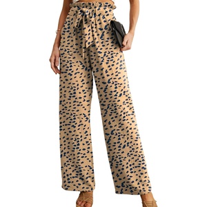 image:imageIWOLLENCE Women High Waist Palazzo Pants Adjustable Knot Ankle Wide Leg Trousers Pockets Beach Vacation Lounge Office27 Ld Apricot